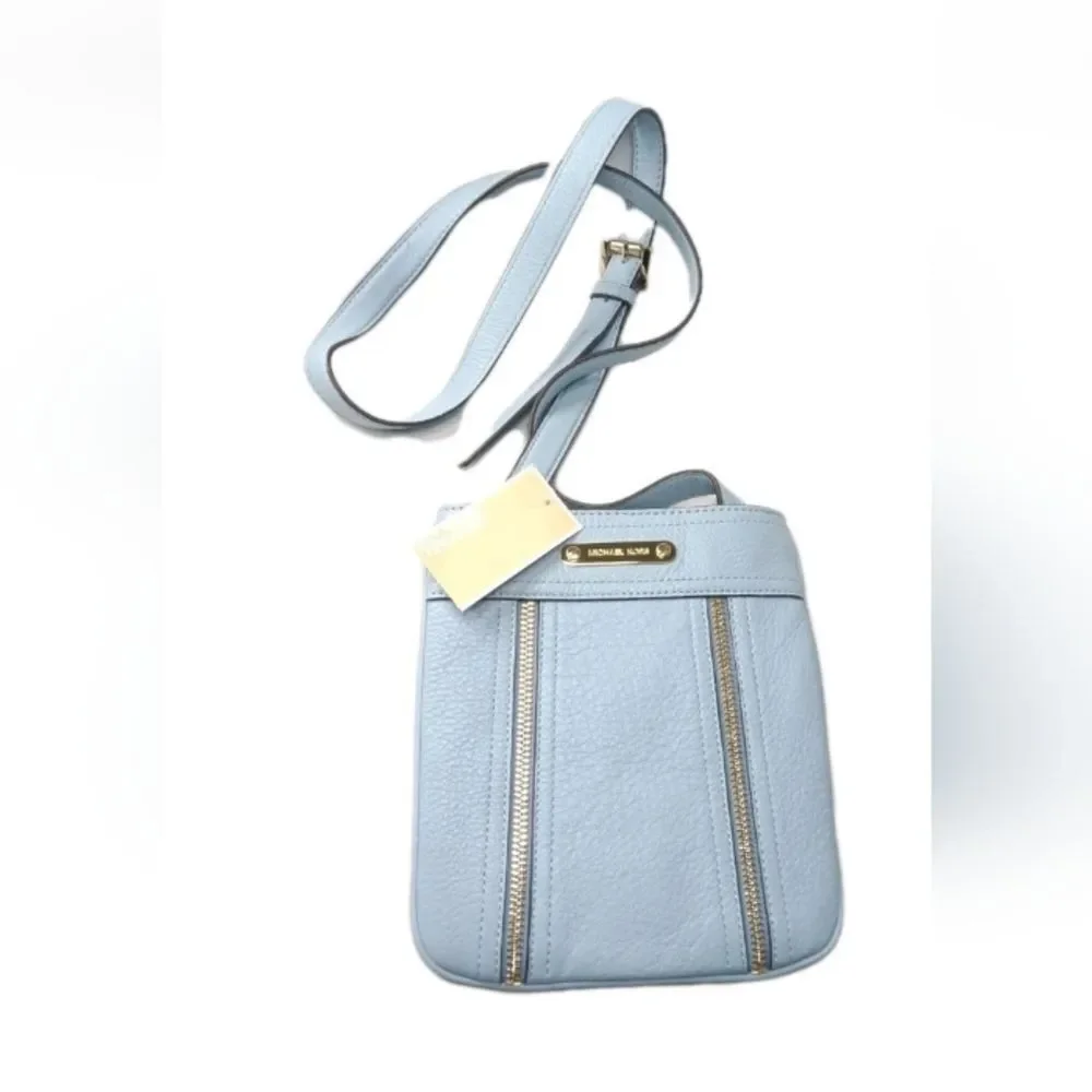 Michael Kors Moxley Crossbody Bag Pale Blue Leather Shoulder Bag Retail $148